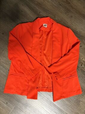 Anne Klein Vibrant Orange Open-Front Blazer